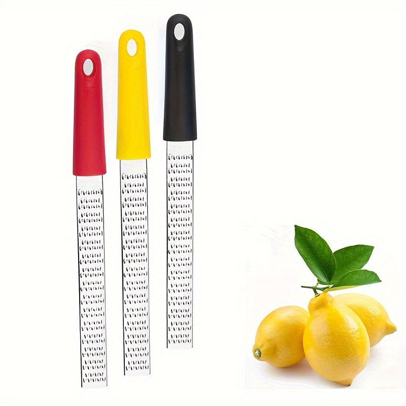 Manual Stainless Steel Zester Grater for Lemon, Cheese, Ginger and Garlic, Single Kitchen Prep Tool in Yellow, Red or Black for Everyday Home Cooking