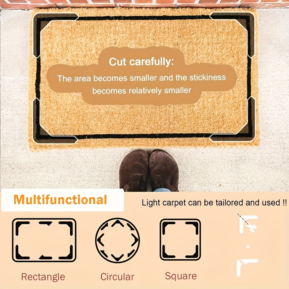 Reusable Carpet Gripper Stickers in 12 or 24 Piece Packs, Washable Adhesive Pads for Compatible Area Rugs, Sofa Cushions and Household Fabric Placement