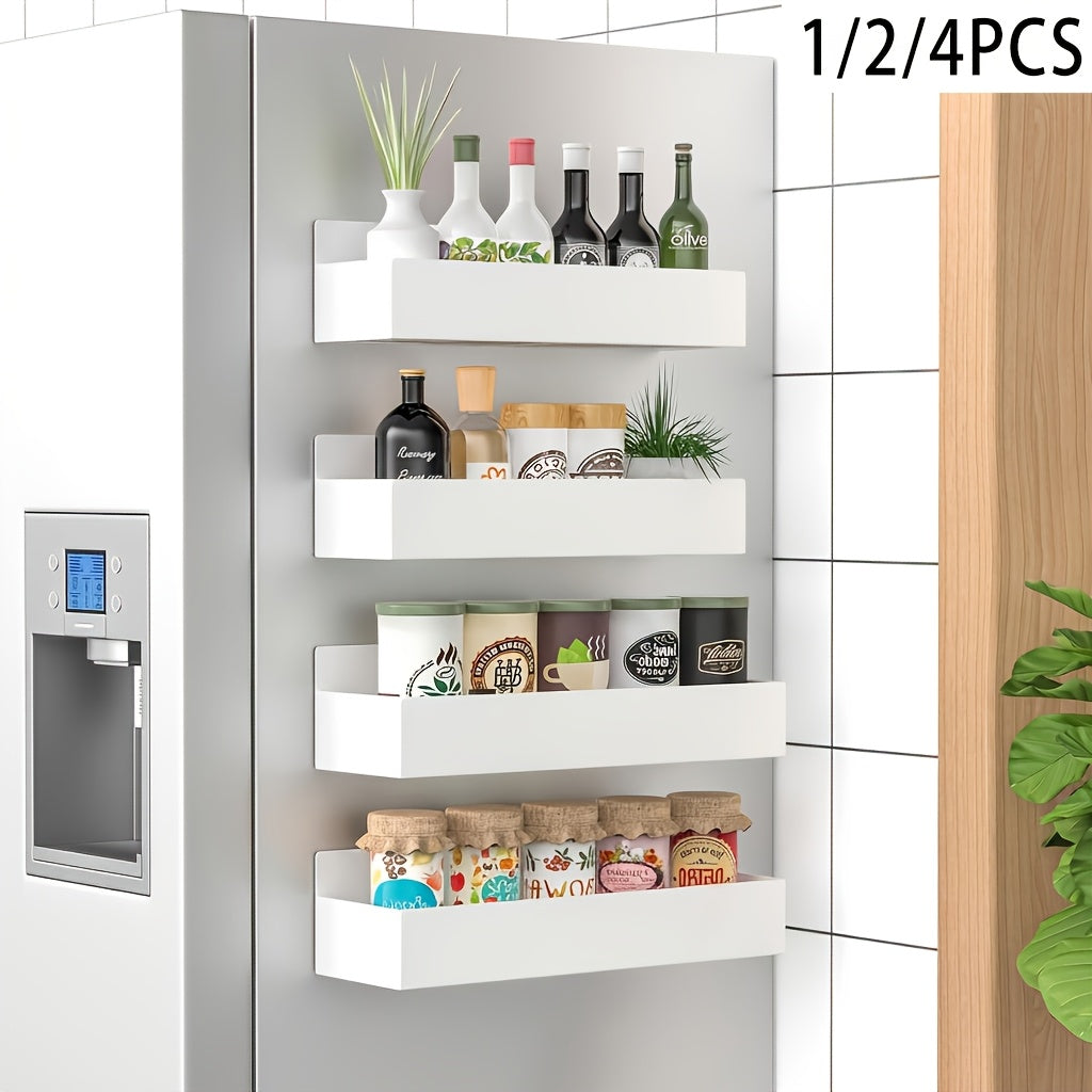 Movable Refrigerator Magnetic Spice Rack with Listed Polished Aluminum Alloy Construction, White and Black Selections for Kitchen and Small Household Storage