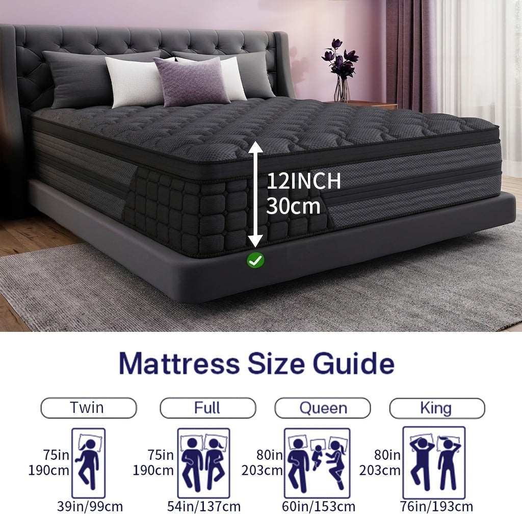 European Top Gel Memory Foam Mattress with Listed Medium Firm Feel, 8, 10, 12 and 14-Inch Model Options in Twin, Full, Queen and King Sizes
