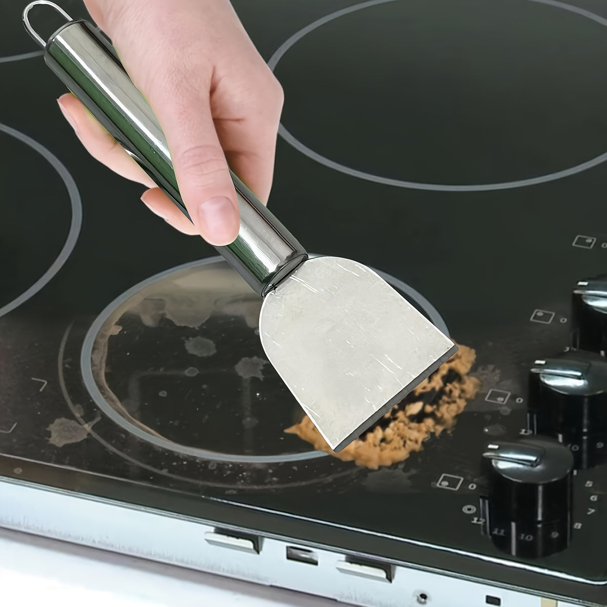 Stainless Steel Cleaning Scraper, Single Handheld Grime Removal Tool for Stubborn Residue and Grease on Compatible Household Surfaces During Routine Cleaning