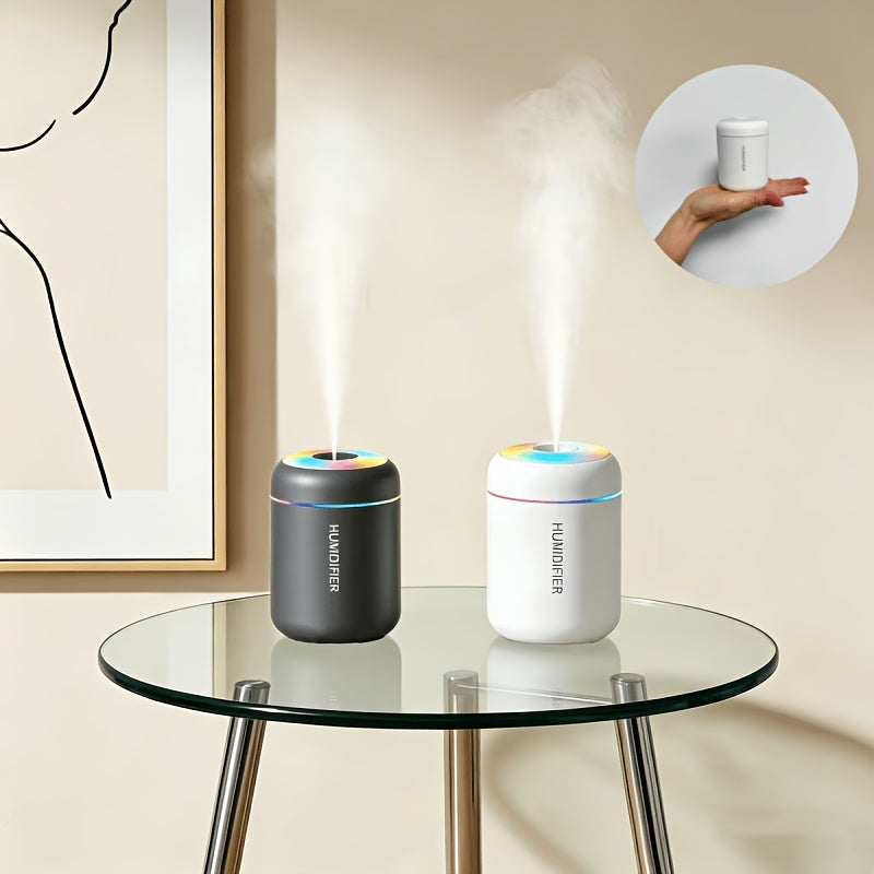 Cool Mist Aromatherapy Diffuser with 300ml Tank and Seven-Color LED Night Light, Black USB-Powered Humidifier for Bedroom, Desk and Home Office Atmosphere
