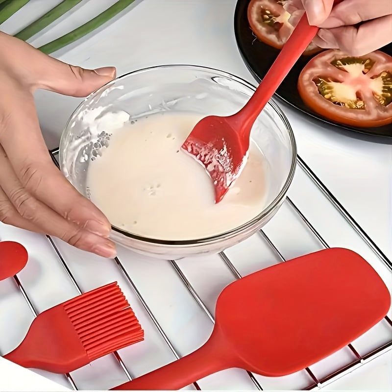 Seamless Silicone Spatula Set, Six Flexible Kitchen Utensils for Home Baking, Yogurt Mixing and Butter Spreading with Standard and Black Selection Labels