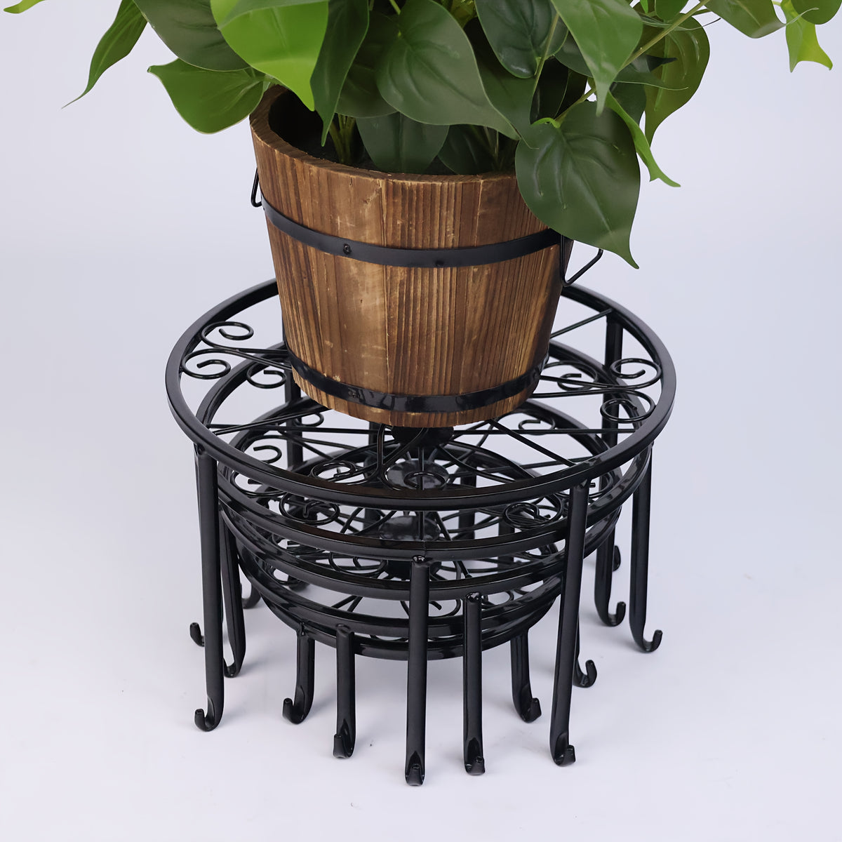 Round Metal Plant Stand Set with 3, 4 or 5-Piece Options, Circular Flower Pot Holders for Indoor Living Rooms, Balconies and Outdoor Courtyard Displays