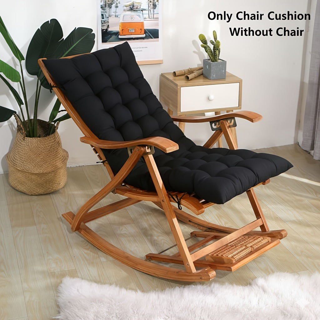 Tufted Rocking Chair Cushion, One-Piece Seat and Back Pad with Ties, 18.9 x 47 Inches for Compatible Recliner Seating in Five Color Options
