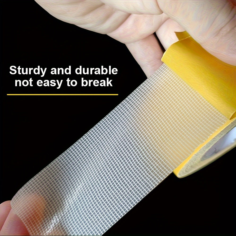 Fabric Backed Double Sided Tape with Grid Design Reference, Single Adhesive Roll in Two Listed Sizes for Compatible Carpet, Floor and Household Fixing Projects