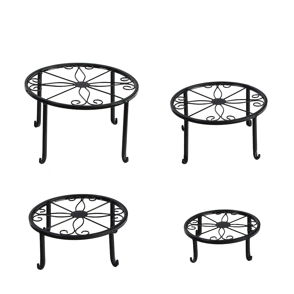 Round Metal Plant Stand Set with 3, 4 or 5-Piece Options, Circular Flower Pot Holders for Indoor Living Rooms, Balconies and Outdoor Courtyard Displays
