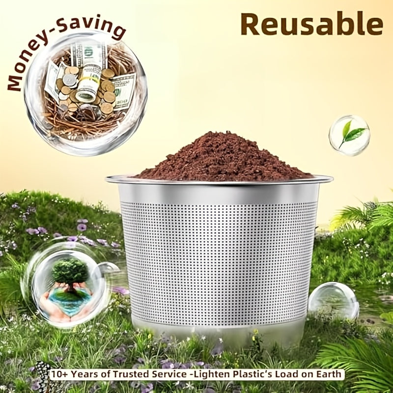 Reusable K Cups 4-Pack for Keurig, Stainless Steel Refillable Coffee Pods with Filters, Dishwasher Safe Universal Coffee Pods for Home Coffee Bar, Includes 15ml Coffee Spoon