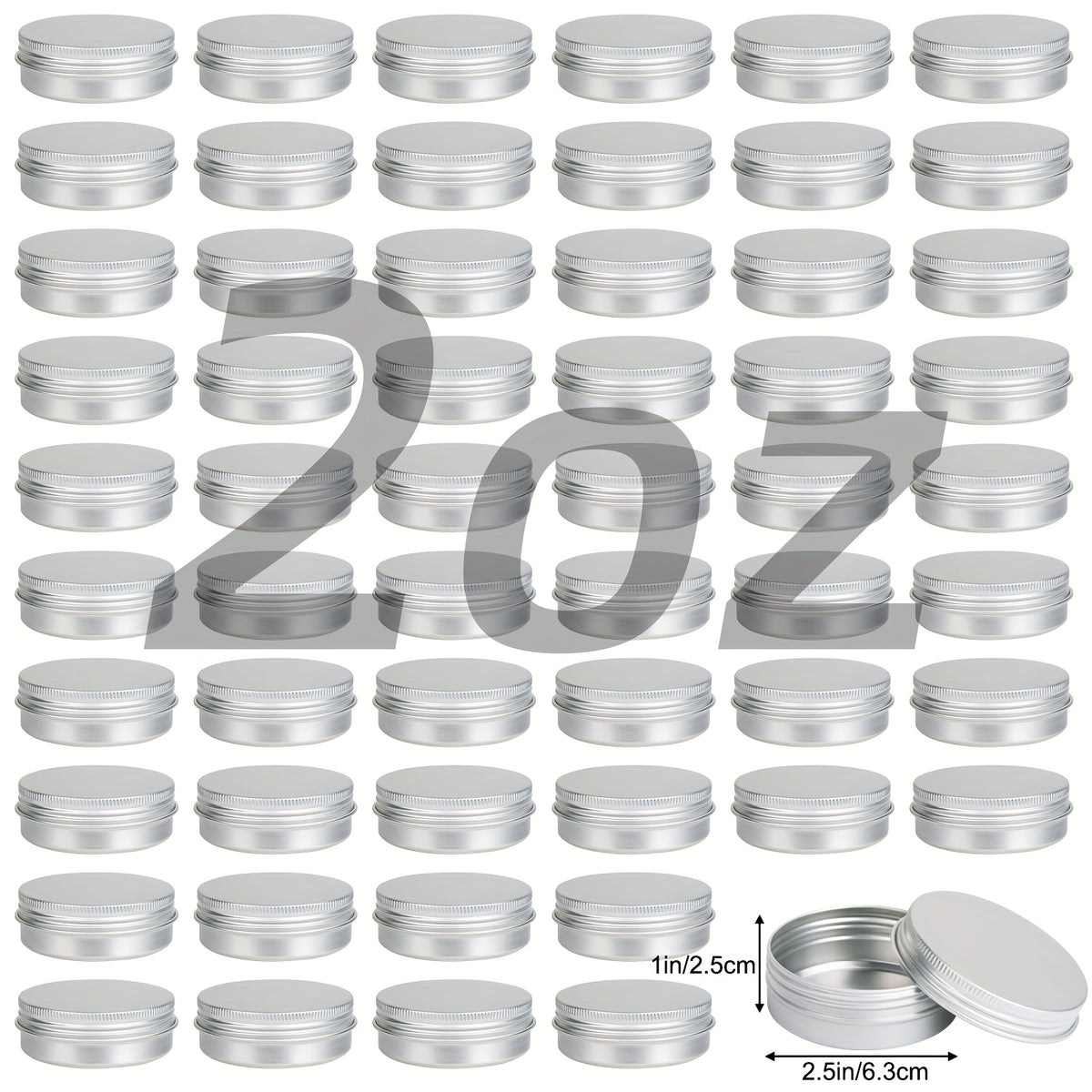 Aluminum Tins with Screw Lids, Round Refillable Metal Storage Containers in 45-Pack 4oz or 60-Pack 2oz Options for Craft and Sewing Supply Organization