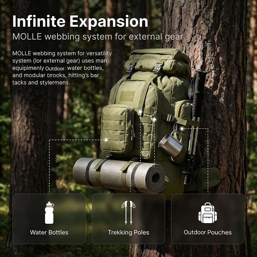 Men's Outdoor Travel Backpack with Double-Shoulder Carry and Removable Flag Patch Reference, Gray, Desert, Khaki or Black-3 Options for Everyday Trip Packing