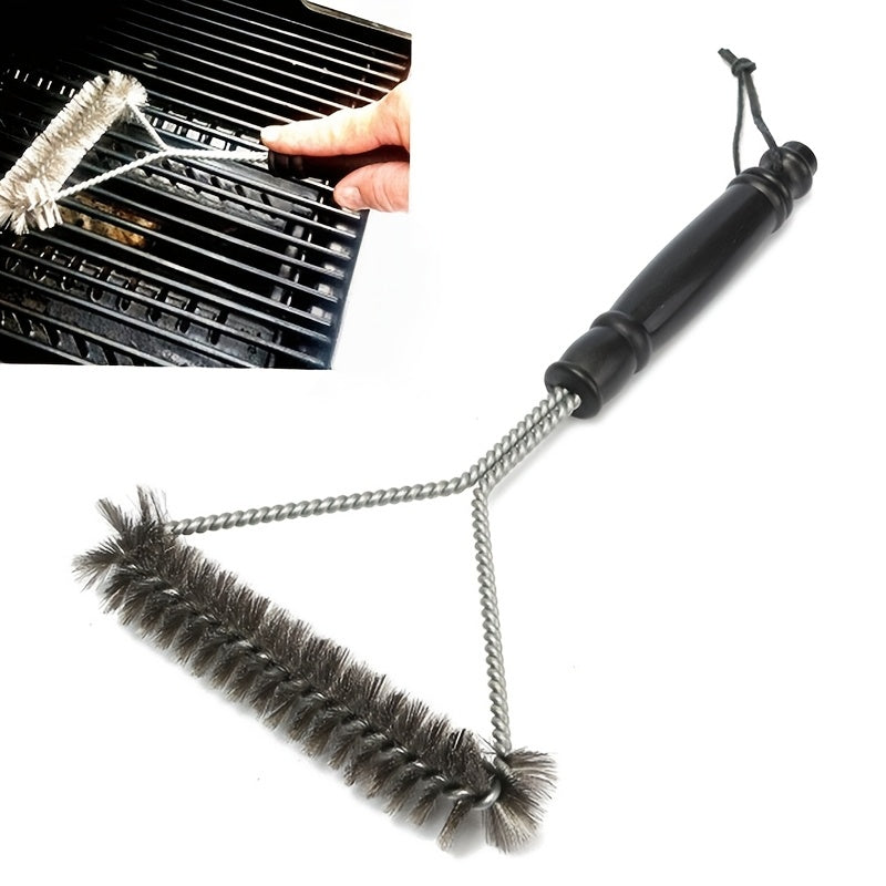 BBQ Grill Cleaning Brush with Stainless Steel Bristles and Metal Handle, Black Reusable Barbecue Care Tool for Compatible Grill Grates and Backyard Cookouts
