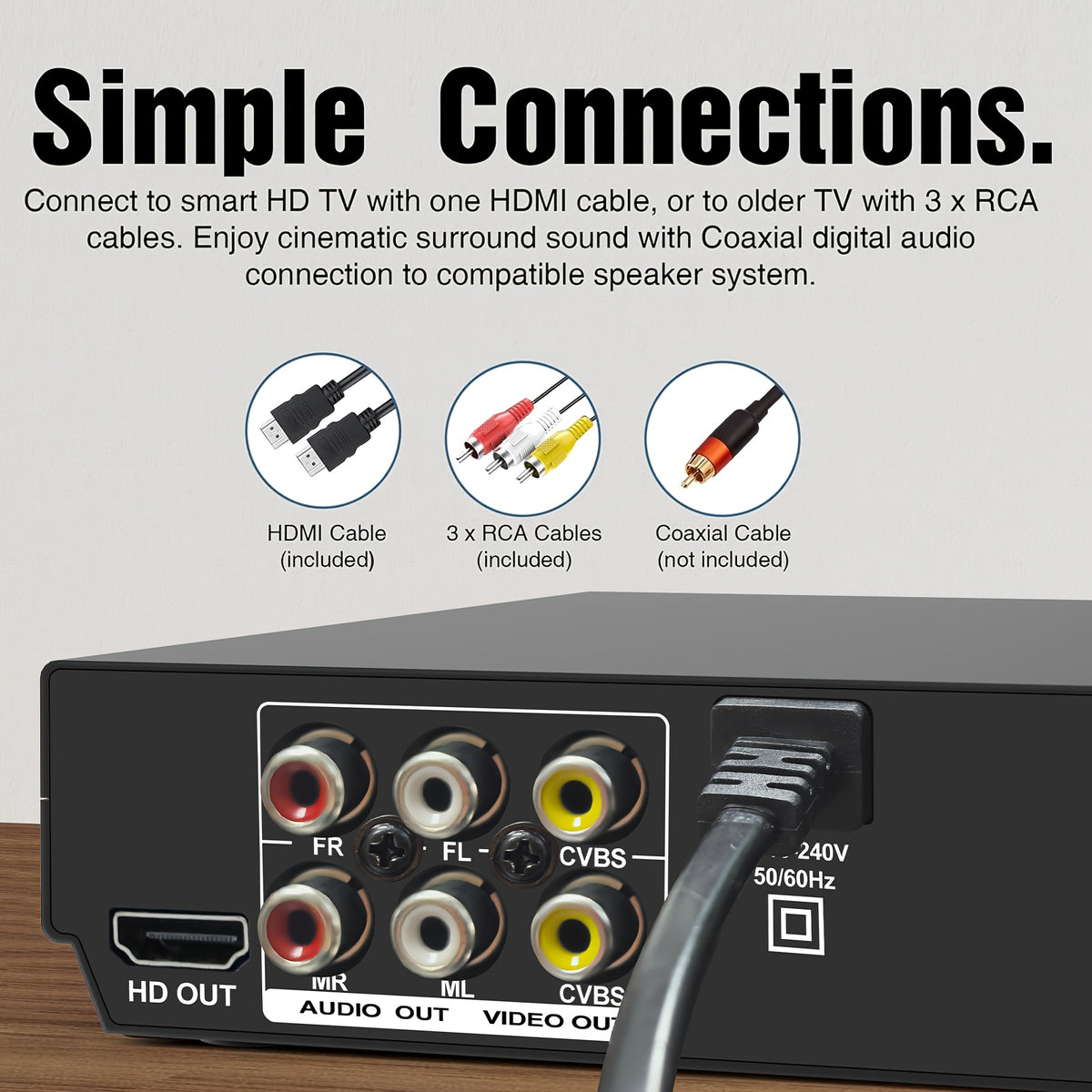 Region-Free DVD Player in Black HDTV Version with Listed 1080P Output, HDMI and RCA Connections, USB Media Playback, CD and MP3 Support and Remote Control