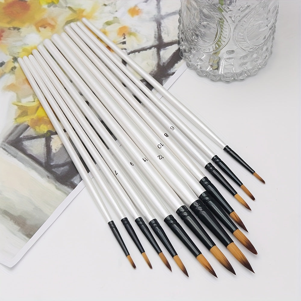 Artist Paint Brush Set 48 Pieces with Nylon Bristles and Wooden Handles, Listed Round, Filbert, Flat and Angled Tips for Watercolor, Oil Painting and Creative DIY Crafts