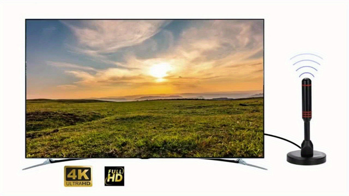 Portable HDTV Antenna with Signal Booster and Listed Built-In Filter, Television Reception Accessory for Compatible Home TV Setups and Flexible Placement