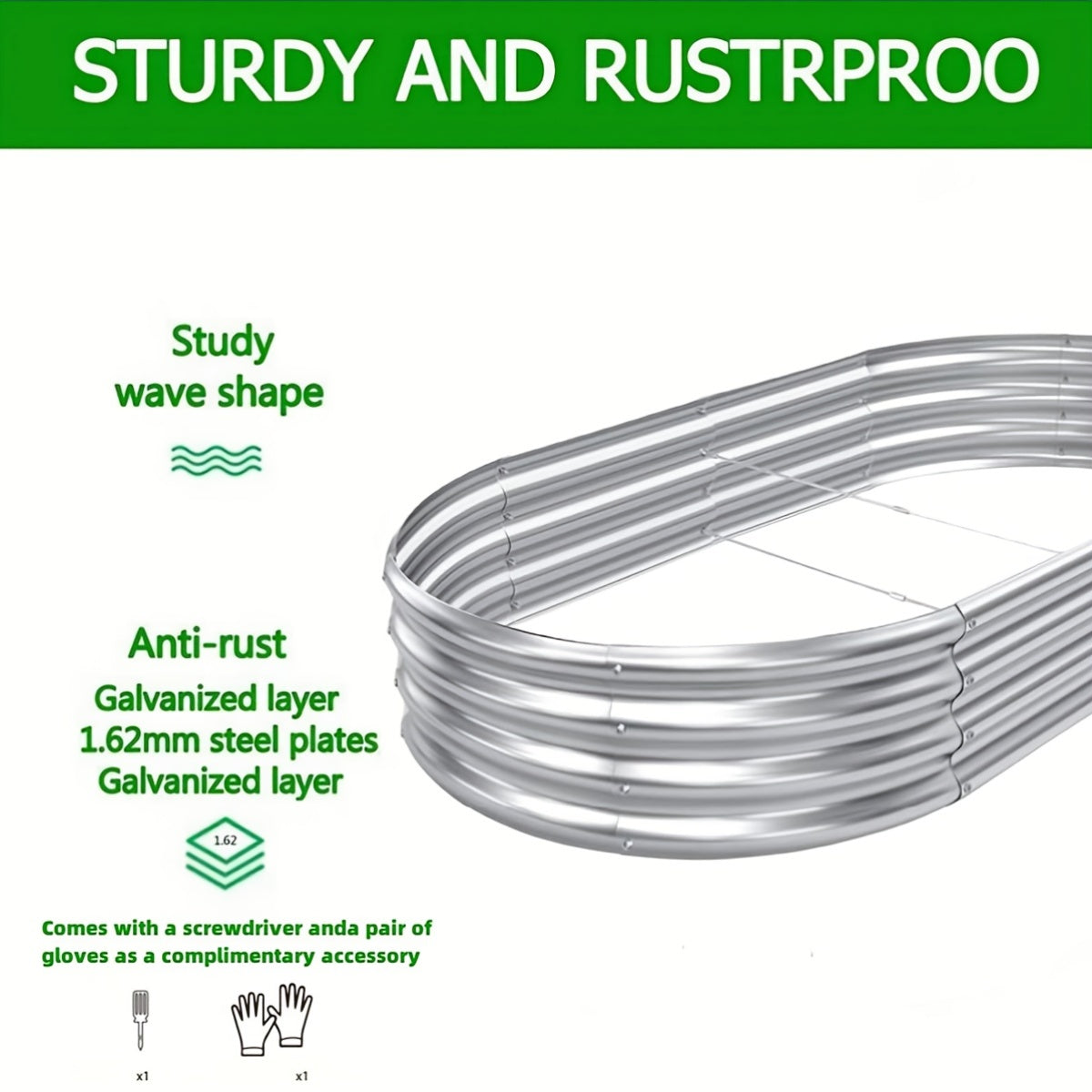 Galvanized Raised Garden Bed Kit Two-Pack, Oval Metal Outdoor Planter Boxes for Vegetable Growing, Backyard Planting and Home Garden Layouts