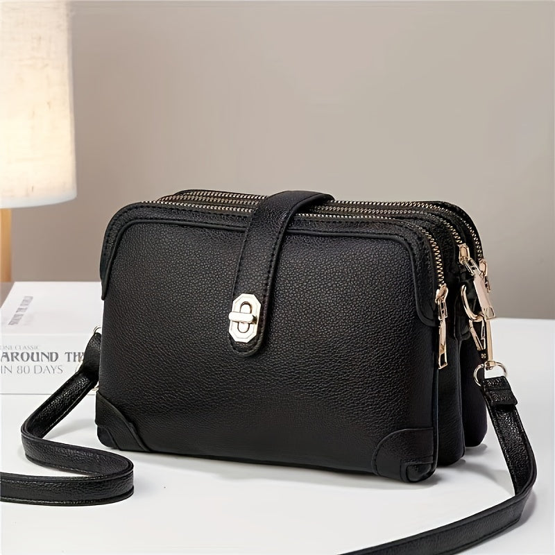 Small Crossbody Phone Purse for Women with Multiple Pockets, Everyday Shoulder Handbag in Black, White, Brown, Blue or Crimson for Casual Outings