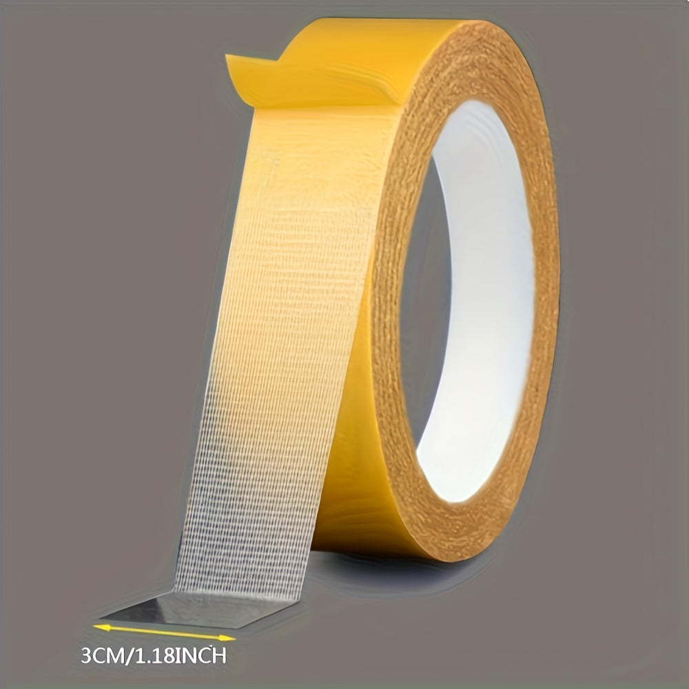 Fabric Backed Double Sided Tape with Grid Design Reference, Single Adhesive Roll in Two Listed Sizes for Compatible Carpet, Floor and Household Fixing Projects