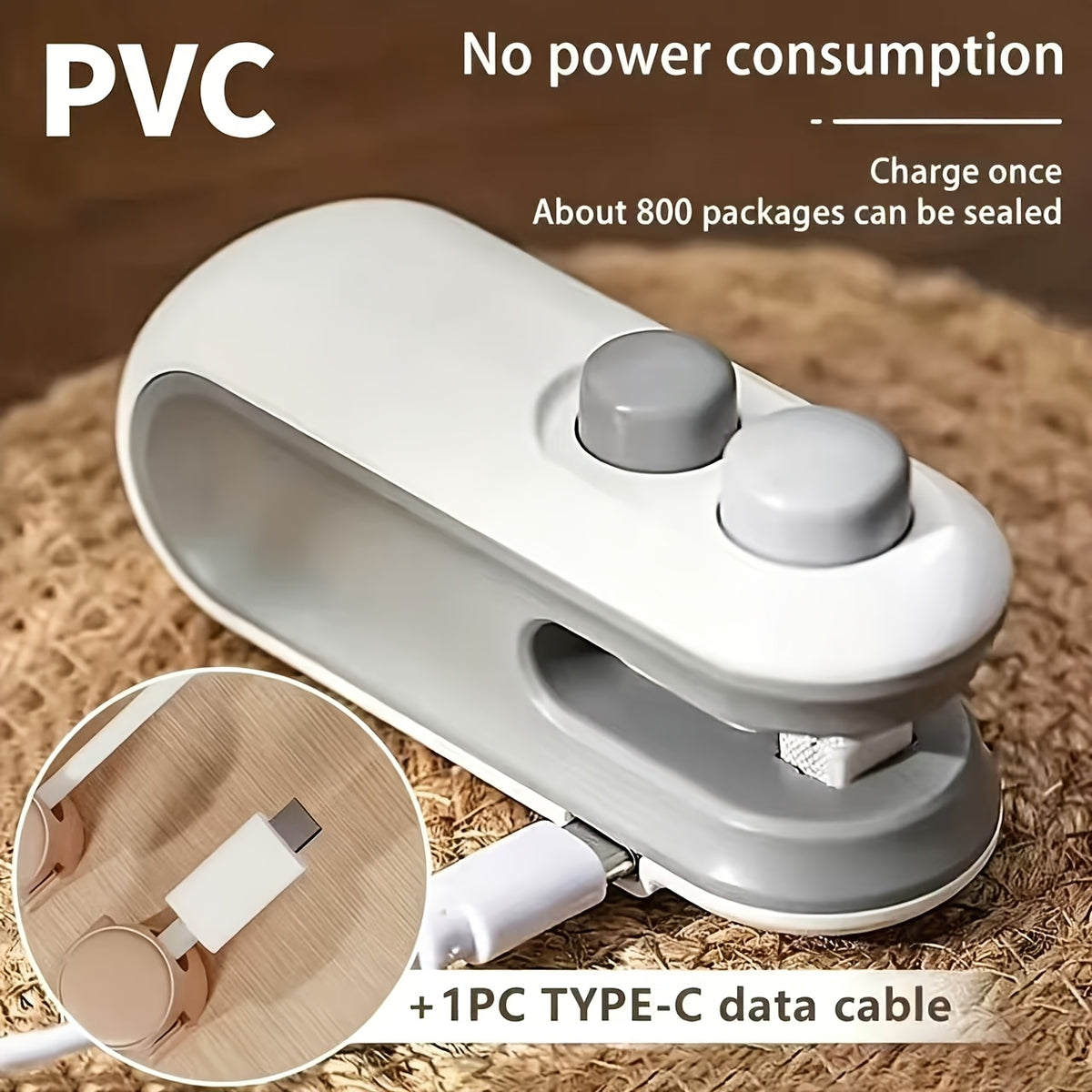 USB Rechargeable Food Bag Sealer with Listed Magnetic Design, White or Blue Handheld Mini Kitchen Tool for Compatible Snack, Chip and Coffee Packaging at Home or on Trips