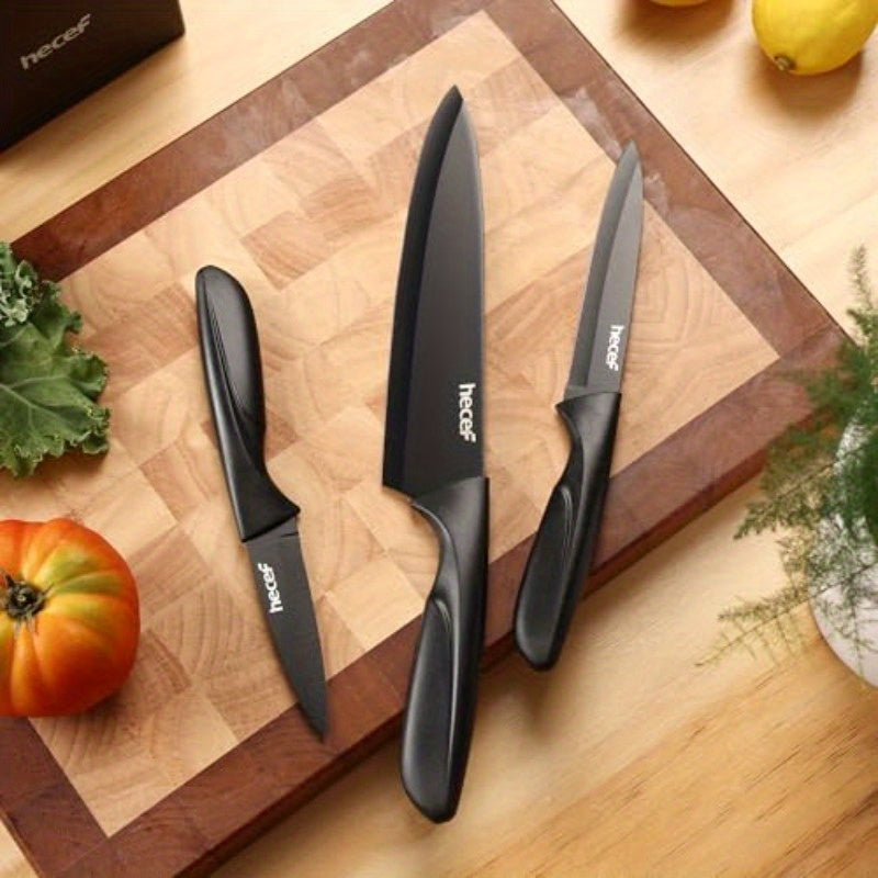 Nonstick Kitchen Knife Set with Stainless Steel Blades, Listed 15-Piece Collection with Wooden Block, Scissors and Lightweight Handles for Home Meal Prep