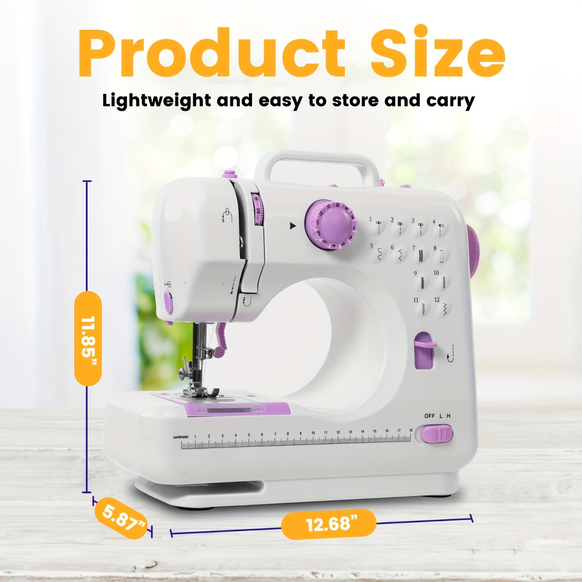 Extension Table Mini Sewing Machine with 12 Stitches and LED Work Light, Portable Electric Design for Beginner Sewing Practice, Crafts and Small Fabric Projects
