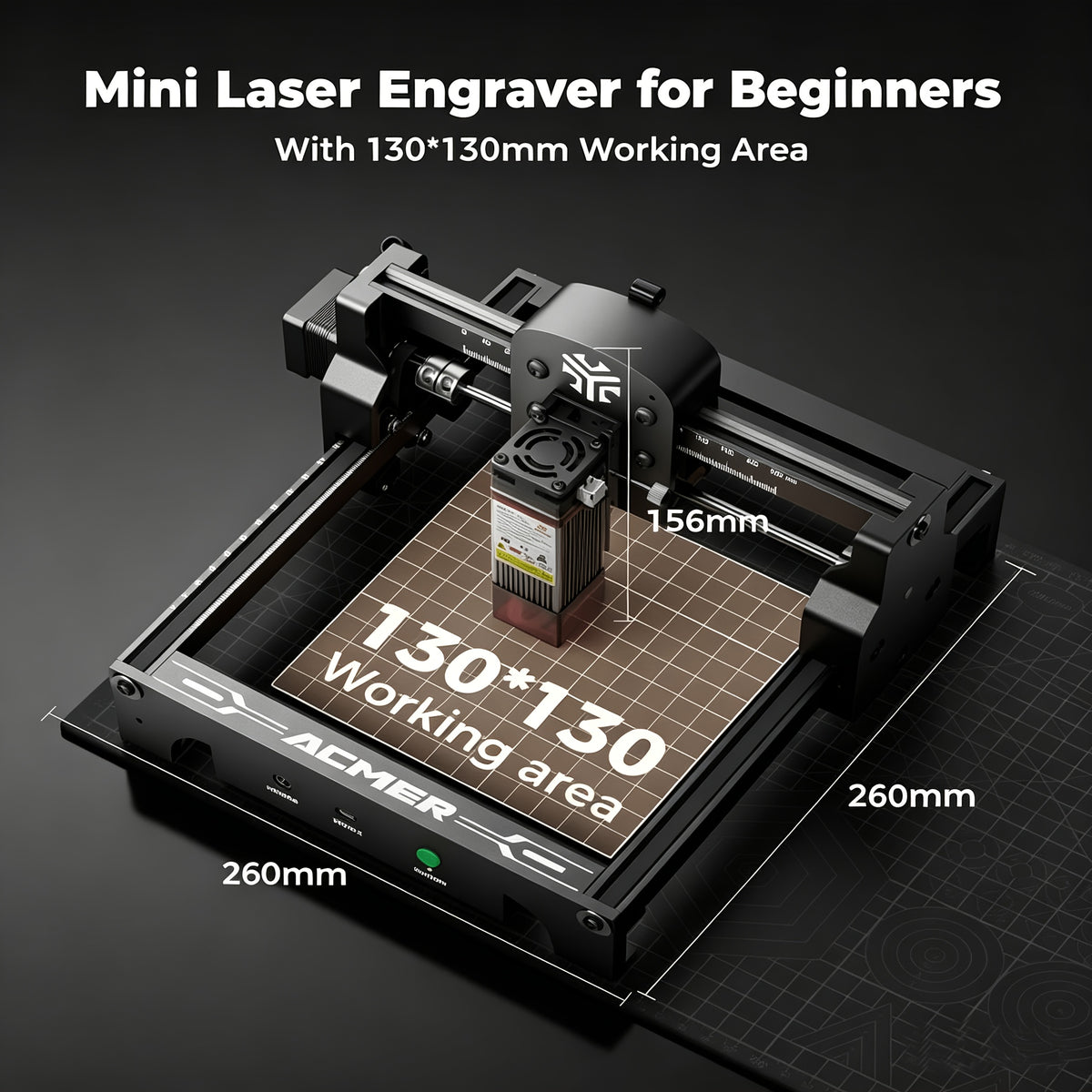 Compact Laser Engraver ACMER S1 with 2.5W Diode Output, LightBurn and LaserGRBL Software Support for Compatible Wood Crafts and Personalized Gift Projects