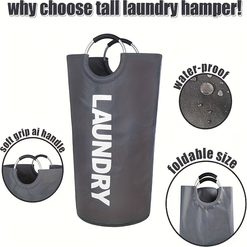 Foldable Laundry Basket with Padded Carry Handles, Stand-Alone Clothes Hamper in Six Colors for Bedroom and Laundry Room Organization