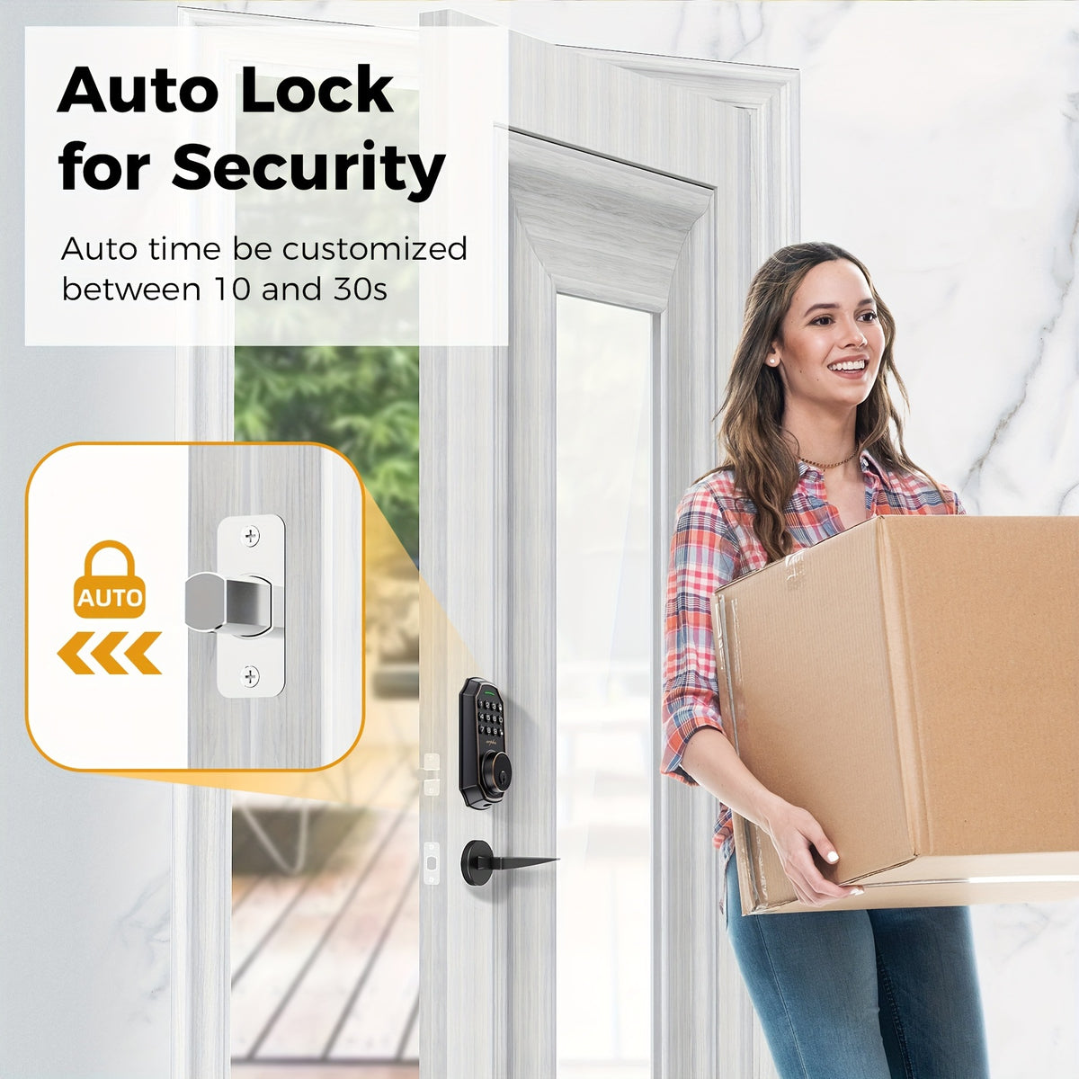 Electronic Keypad Deadbolt with Listed 100 Access Codes, Auto Lock and One-Touch Locking, Black or Silvery Finish and Fingerprint or Handle Set Options