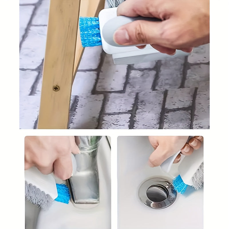 Crevice Cleaning Brush with Scraping Strip, 2-in-1 Household Tool for Compatible Bathroom Corners and Floor Gaps in Green or White Single-Brush Options
