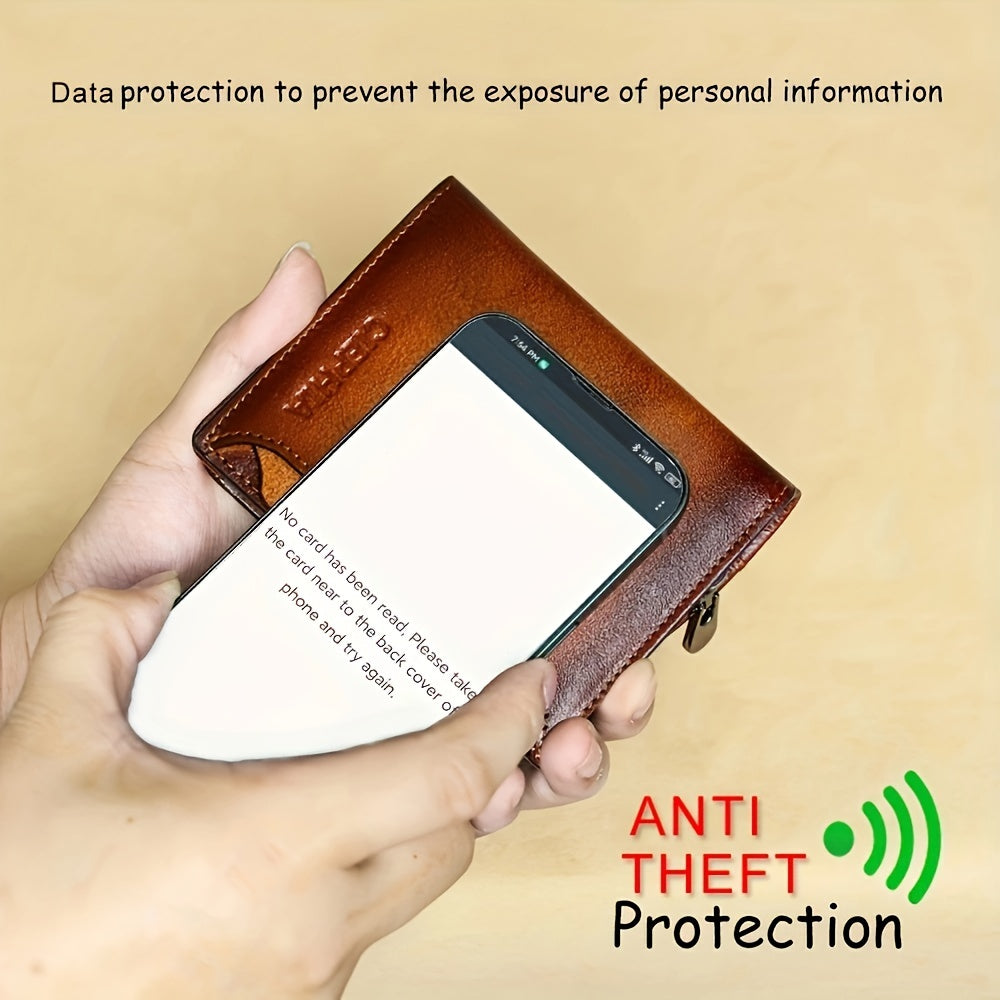 Leather Wallet for Men with Listed RFID Blocking Design, Card Slots, Coin Pocket and ID Storage, Six Brown, Black and Coffee Color or Bifold Options