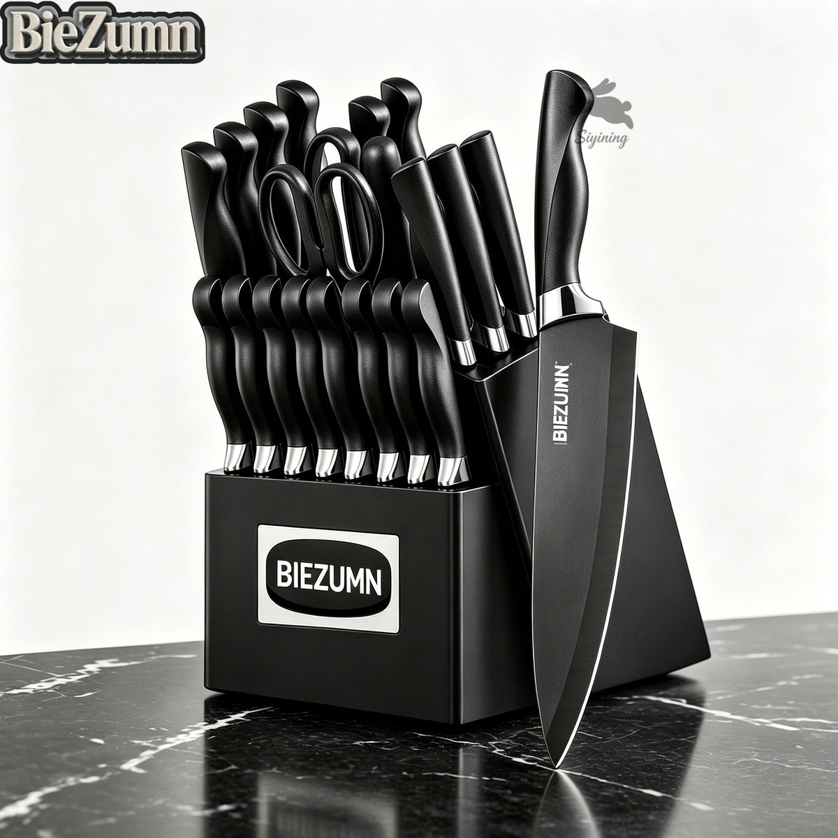 Nonstick Kitchen Knife Set with Stainless Steel Blades, Listed 15-Piece Collection with Wooden Block, Scissors and Lightweight Handles for Home Meal Prep