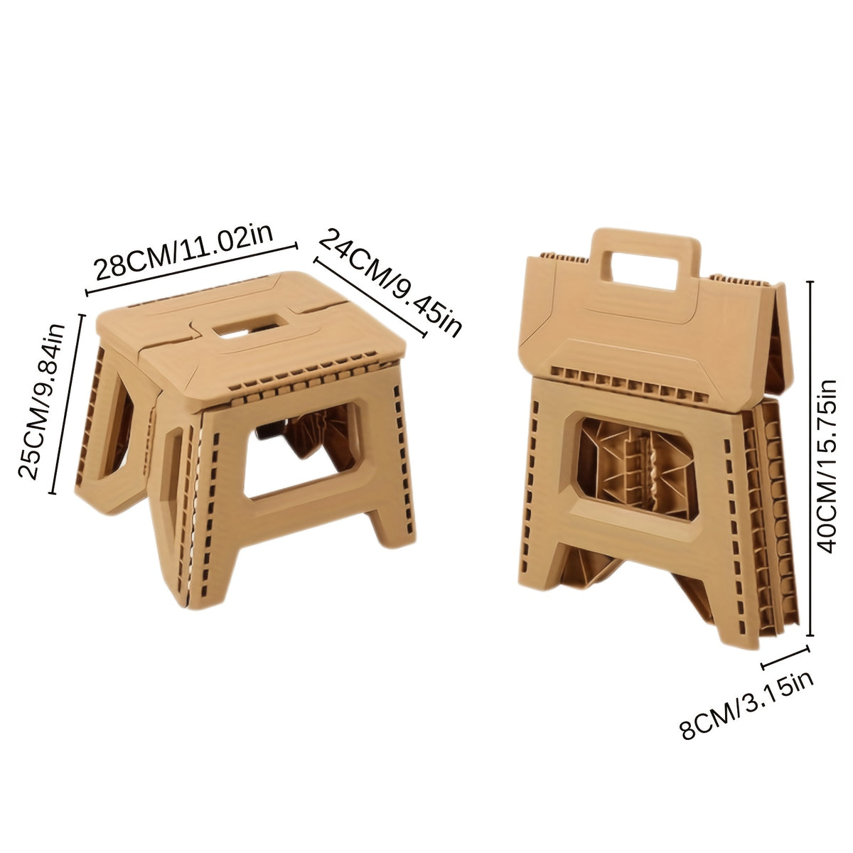 Portable Folding Stool with Carry Handle, Single Square PP Plastic Collapsible Seat in Five Colors for Indoor Gatherings, Picnics and Fishing