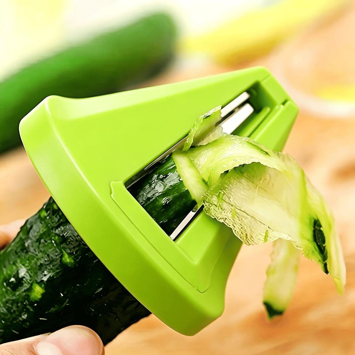 Conical Vegetable Shredder in Green, One-Piece Kitchen Prep Tool with Carrot and Cucumber Grating, Slicing and Peeling References for Fruit and Vegetables
