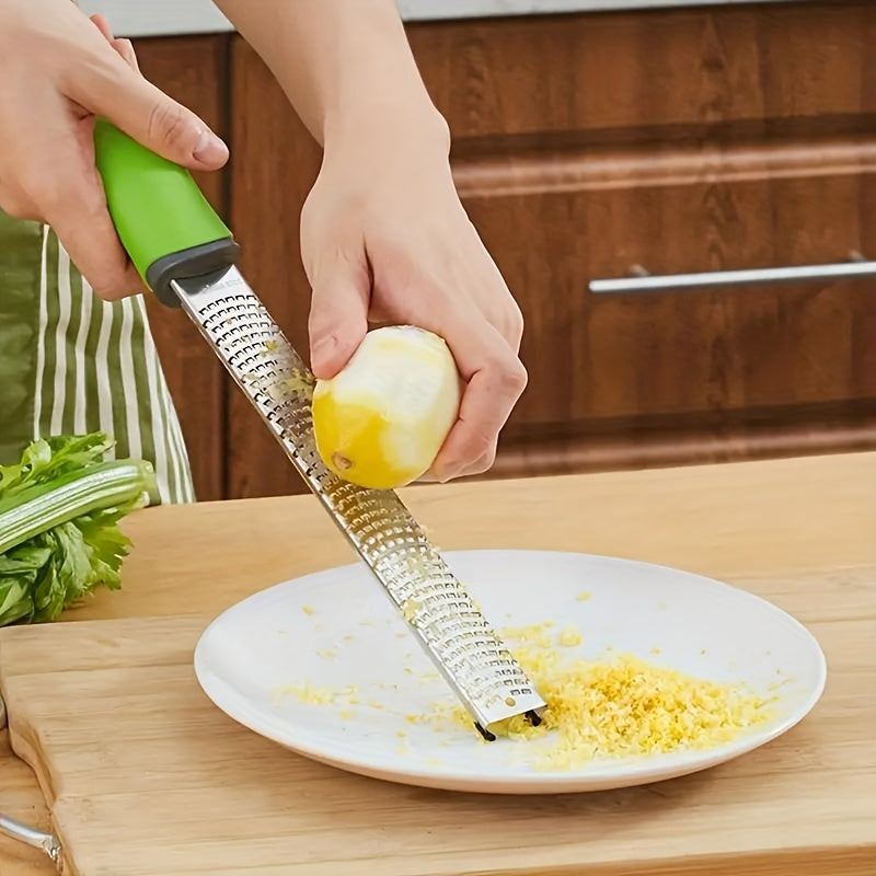 Manual Stainless Steel Zester Grater for Lemon, Cheese, Ginger and Garlic, Single Kitchen Prep Tool in Yellow, Red or Black for Everyday Home Cooking