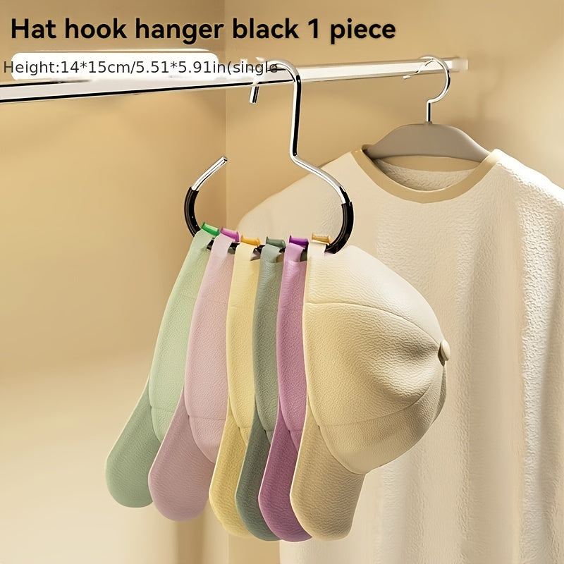 Wardrobe Hat Storage Hanger with Listed Eight-Hat Capacity, Hanging Baseball Cap Organizer for Home Closets and Dorm Rooms in Black or 1pair-white Options