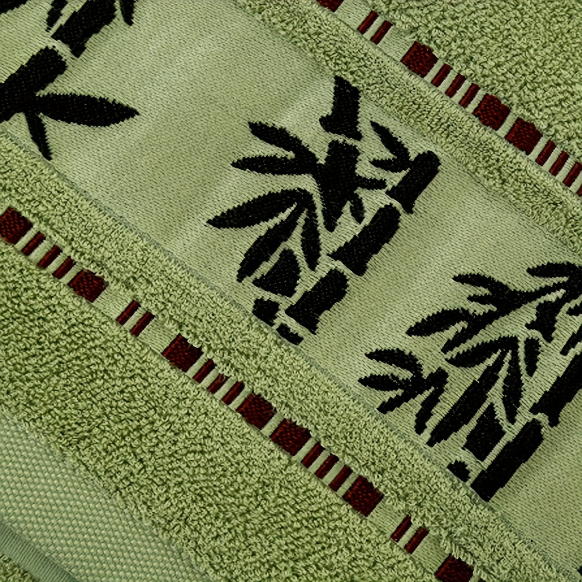 Bamboo Fiber Towel Set with Bamboo Pattern, Three Rectangular Bathroom Towels in Listed 12.60 x 28.35 Inch Size with Green, White, Yellow or Mixed Color Options