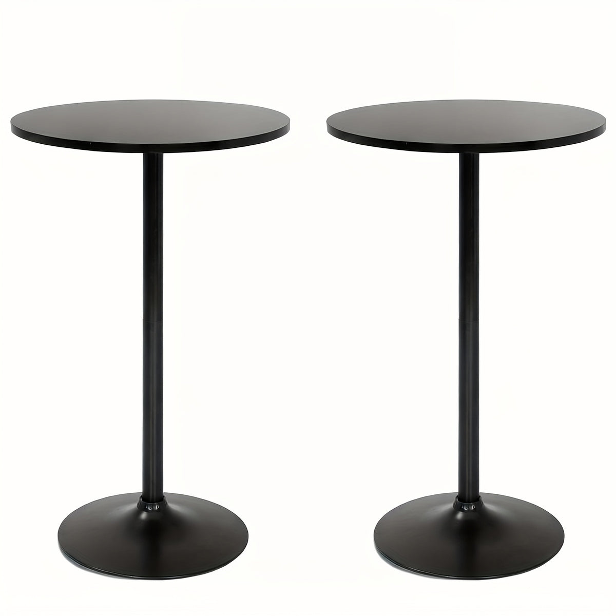 Round Bar Table with Listed 23.5-Inch Diameter Top, Modern Cocktail Furniture in Black or White with Separate Adjustable and Two-Piece Black Options for Small Spaces