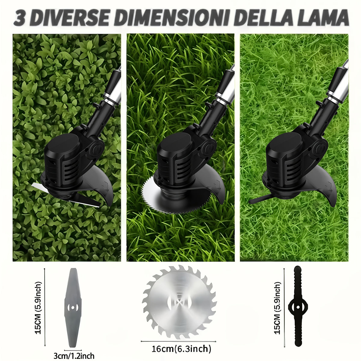 Rechargeable Garden Grass Trimmer with Cordless Electric Operation, Listed Three Blade Types and Selected Dual 2Ah Battery Packages for Home Lawn and Yard Care