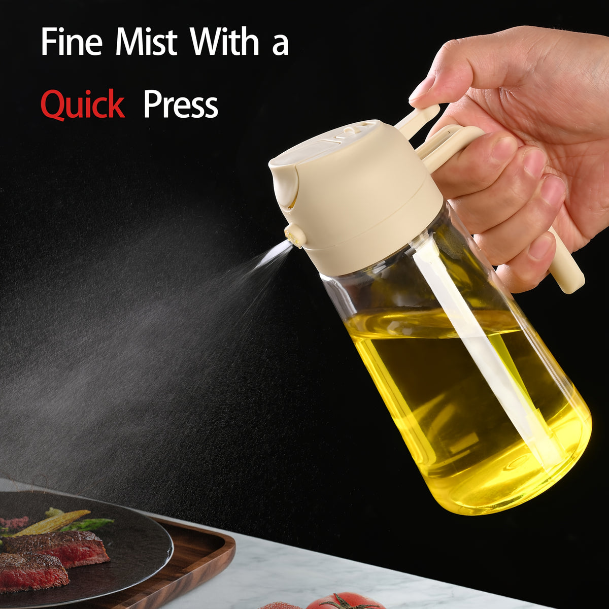 470ml Plastic Oil Spray Bottle with 2-in-1 Spray and Pour Design for Olive Oil, Kitchen Cooking, Grilling, Air Fryer Preparation, Baking and Salad Dressing