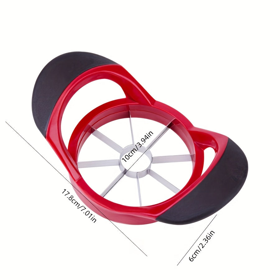 Stainless Steel Apple Slicer with Red Ergonomic Design, One-Piece Coring and Slicing Tool for Home Cooking, Fruit Snacks and Apple Baking Preparation