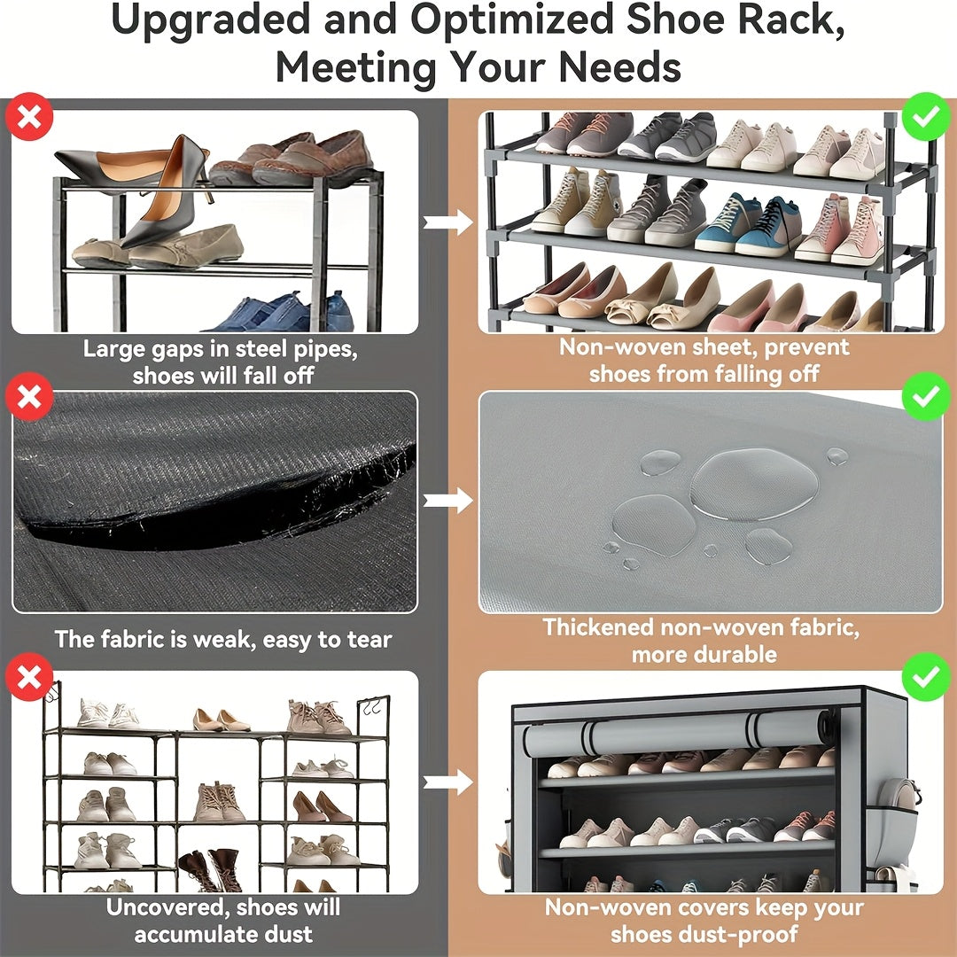 Non-Woven Shoe Cabinet with 10-Layer Storage and Narrow Space-Saving Design for Entryway, Closet, Bedroom and Dorm Footwear Organization