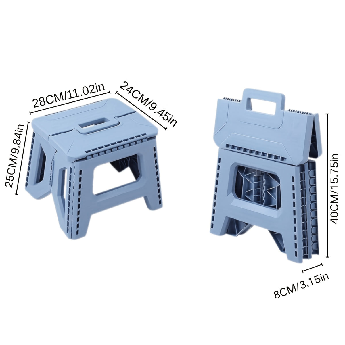 Portable Folding Stool with Carry Handle, Single Square PP Plastic Collapsible Seat in Five Colors for Indoor Gatherings, Picnics and Fishing