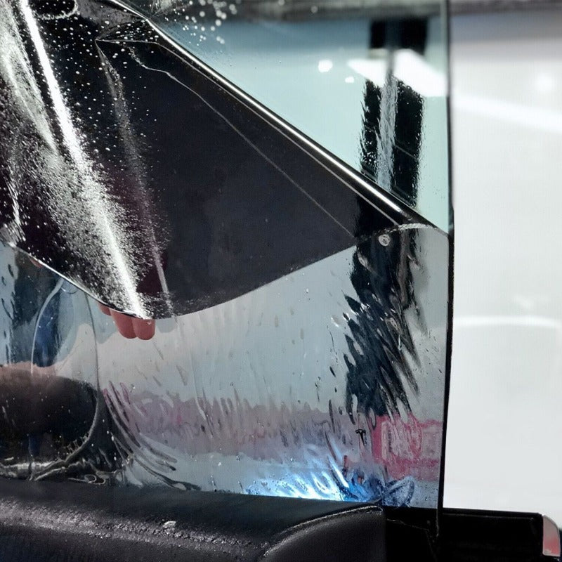 Black PET Car Window Tint Film with Six Percentage Model Labels, Listed 9.8-Foot by 20-Inch Roll with Scraper and Knife for Compatible Glass Projects