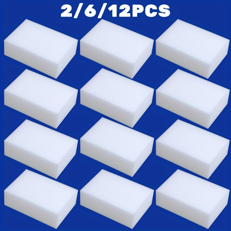 Melamine Sponge Eraser Pads in 2, 6 or 12 Piece Packs, Household Foam Scrubbers for Compatible Kitchen Sinks, Bathroom Fixtures, Floors and Walls