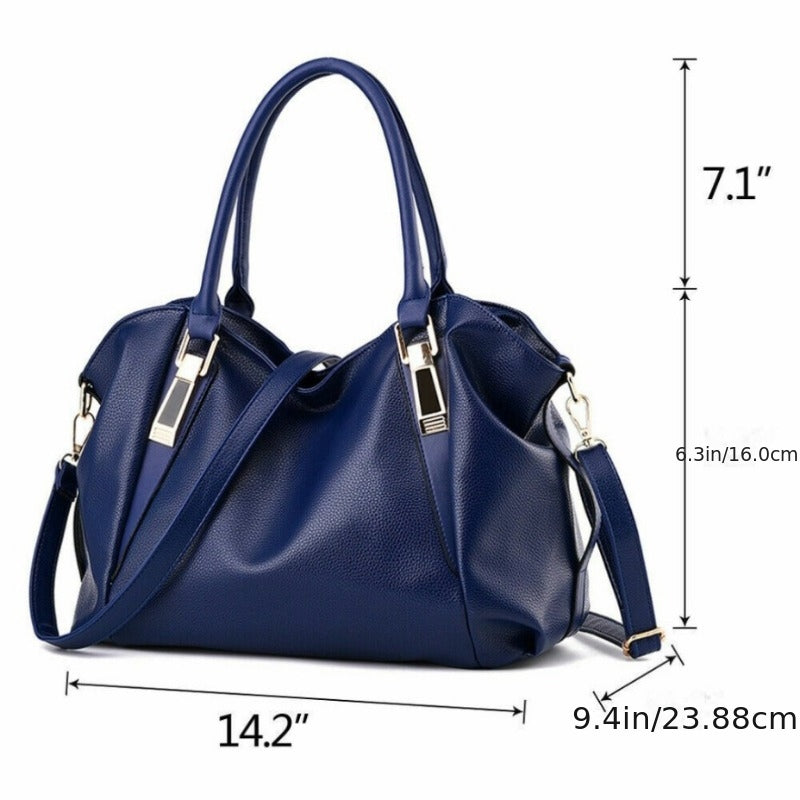 Three-Way Carry Tote Bag with Multiple Compartments and Zippered Pocket, Handheld, Shoulder or Crossbody Handbag in Black, Blue, Wine Red or Pink for Daily Outings