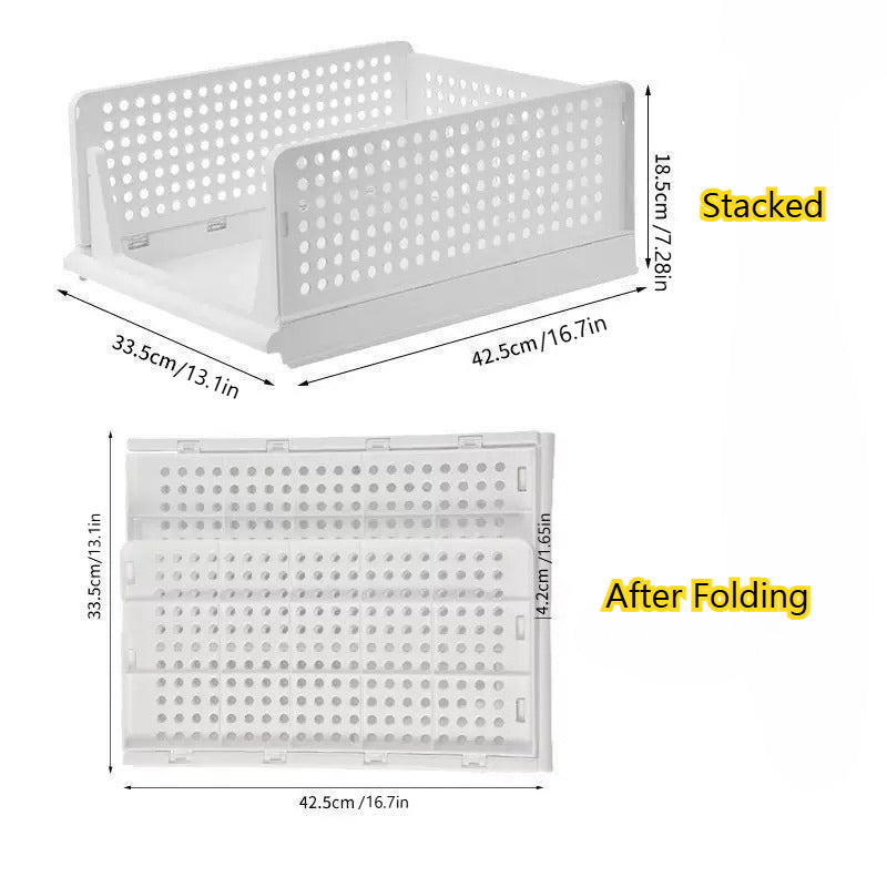 Stackable Closet Storage Baskets, 3-Piece Foldable Organizer Set with Listed 16.73 x 13.11 x 7.2 Inch Bins for Clothes, Files and Household Essentials