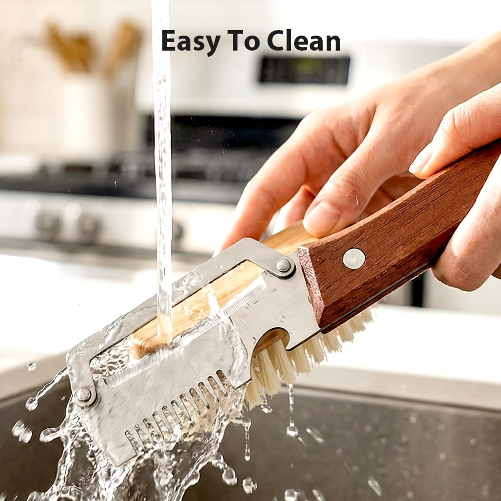 Wooden Handle Vegetable Peeler Set, Two-Piece Stainless Steel Blade Kitchen Tools with Listed Bottle Opener Function for Potatoes, Apples and Zucchini