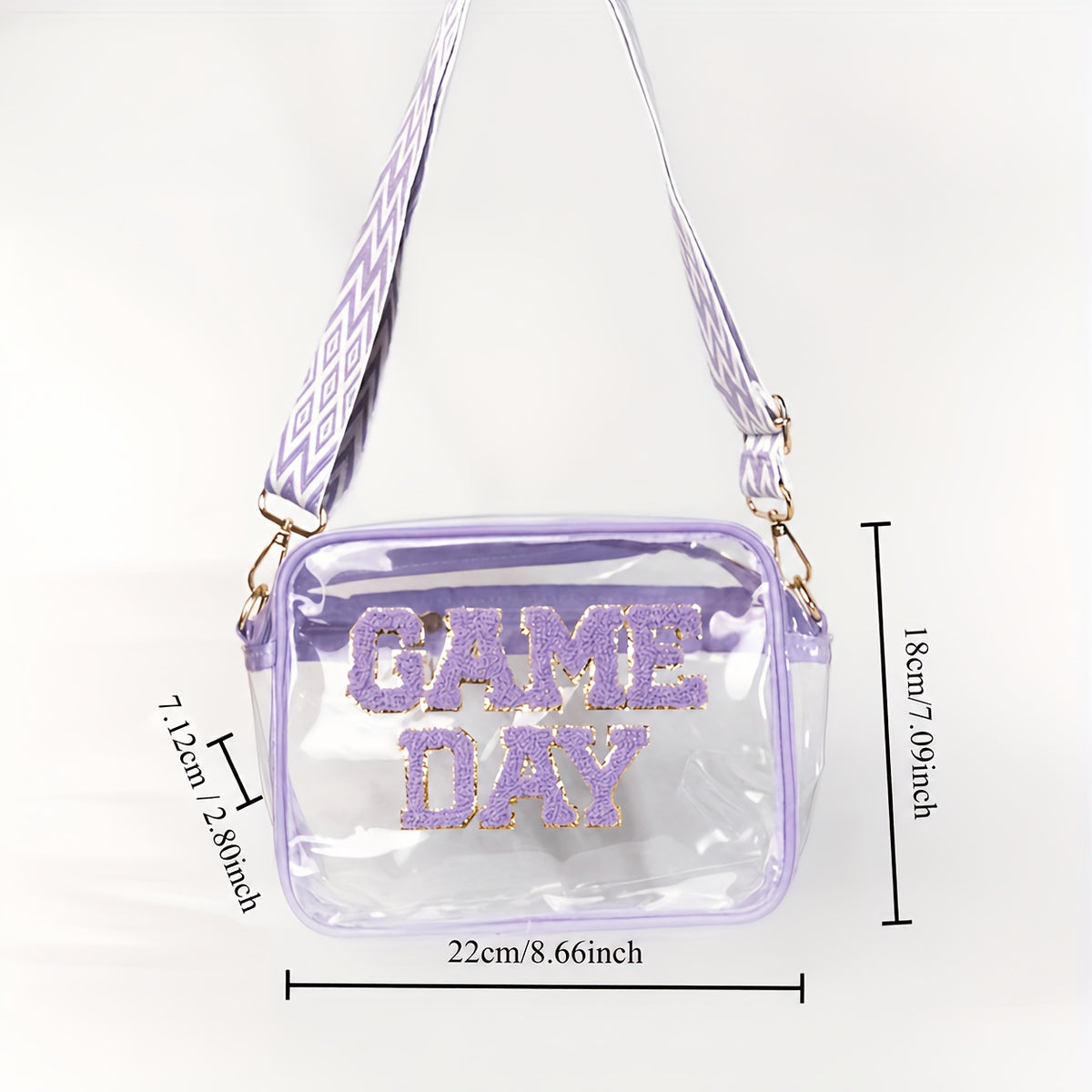 Clear Crossbody Bag with Listed PVC Transparent Body and Eight Color Options for Game Day Outfits, Concert Visits, Sports Events and Tailgating Plans