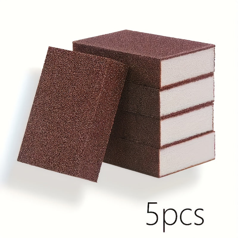 Emery Scouring Sponge Set of 5 for Manual Kitchen Scrubbing, Abrasive Cleaning Pads for Compatible Cookware Surfaces and Targeted Stain, Rust or Scale Cleanup