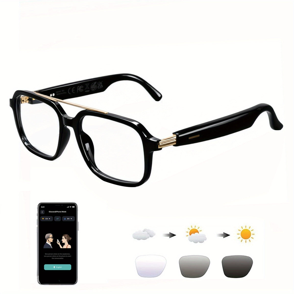 Conference Translation Glasses by OICIIDO with Listed 160-Language Recognition and Meeting Summaries, M02, KL and KO Model Options for Multilingual Discussions