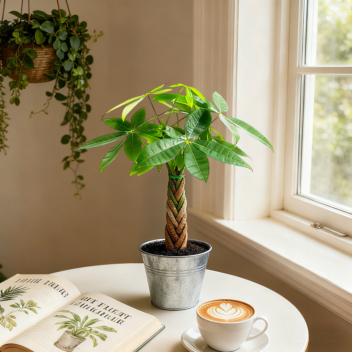 Live Money Tree Houseplant, Pachira Aquatica with Pot, Metal Bucket or Kokedama Bowl Options for Indoor Home and Office Decor, Birthdays and Housewarming Gifts
